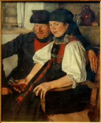 W. Leibl, Older Farmer and Young Girl